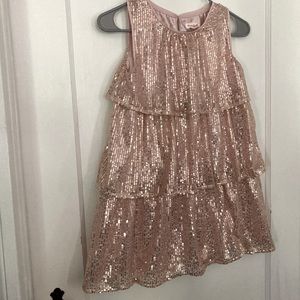 Girl’s Size Medium Rose Gold Sequin Tiered Dress